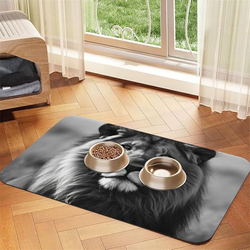 Hundefuttermatten für Böden, 30,5 x 45,7 cm, rutschfest, super saugfähig, spülmaschinenfest, Hundematte für Futter und Wasser, niedlich, schnell trocknend, für Hunde, Welpen, Katzen, Schwarz und Weiß Hundefuttermatten für Böden, 30,5 x 45,7 cm, rutschfest, super saugfähig, spülmaschinenfest, Hundematte für Futter und Wasser, niedlich, schnell trocknend, für Hunde, Welpen, Katzen, Schwarz und Weiß von STVYUKL