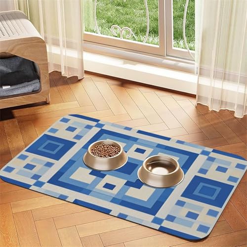 Hundefuttermatten für Böden, rutschfest, super saugfähig, Geschirrspüler, Hundematte für Futter und Wasser, niedlich, schnell trocknend, 40,6 x 61 cm, Blau Hundefuttermatten für Böden, rutschfest, super saugfähig, Geschirrspüler, Hundematte für Futter und Wasser, niedlich, schnell trocknend, 40,6 x 61 cm, Blau von STVYUKL