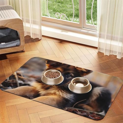 Hundefuttermatten für Böden, rutschfest, super saugfähig, Geschirrspüler-Hundematte für Futter und Wasser, niedlich, schnell trocknend, für Hunde, Welpen, Katzen, 40,6 x 61 cm von STVYUKL