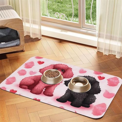 Hundefuttermatten für Böden, rutschfest, super saugfähig, spülmaschinenfest, für Futter und Wasser, niedlich, schnell trocknend, für Hunde, Welpen, Katzen, Rosa Pudel Hundefuttermatten für Böden, rutschfest, super saugfähig, spülmaschinenfest, für Futter und Wasser, niedlich, schnell trocknend, für Hunde, Welpen, Katzen, Rosa Pudel von STVYUKL