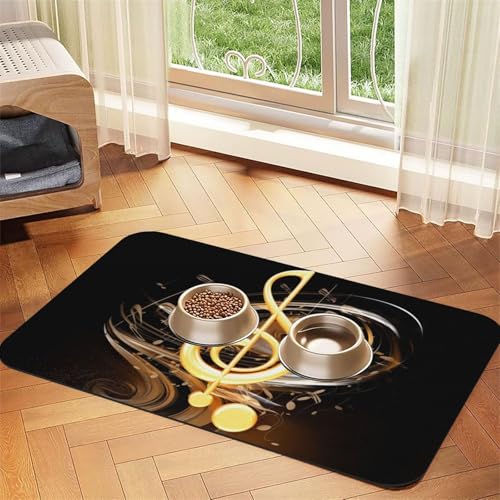 Hundefuttermatten mit Musiknoten, für Böden, rutschfest, super saugfähig, für Futter und Wasser, niedlich, Gummi, schnell trocknend, für Hunde, Welpen, Katzen, 40,6 x 61 cm Hundefuttermatten mit Musiknoten, für Böden, rutschfest, super saugfähig, für Futter und Wasser, niedlich, Gummi, schnell trocknend, für Hunde, Welpen, Katzen, 40,6 x 61 cm von STVYUKL