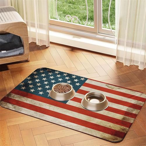 Hundefuttermatten mit amerikanischer USA-Flagge, für Böden, rutschfest, super saugfähig, für Futter und Wasser, niedlich, schnell trocknend, für Hunde, Welpen, Katzen Hundefuttermatten mit amerikanischer USA-Flagge, für Böden, rutschfest, super saugfähig, für Futter und Wasser, niedlich, schnell trocknend, für Hunde, Welpen, Katzen von STVYUKL