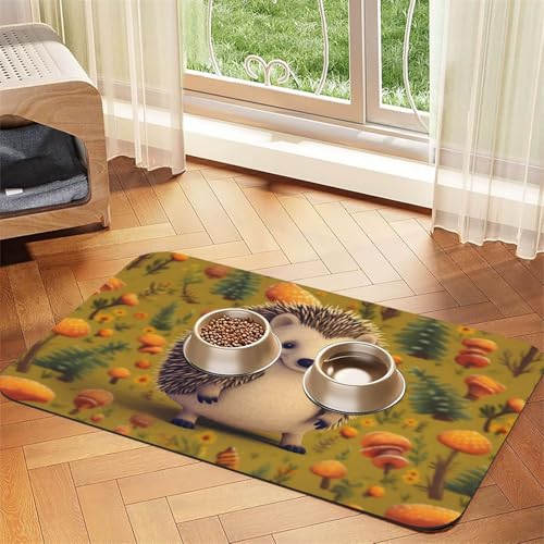 Igel-Hundefuttermatten für Böden, rutschfest, super saugfähig, für Futter und Wasser, niedlich, Gummi, schnell trocknend, für Hunde, Welpen, Katzen, 40,6 x 61 cm Igel-Hundefuttermatten für Böden, rutschfest, super saugfähig, für Futter und Wasser, niedlich, Gummi, schnell trocknend, für Hunde, Welpen, Katzen, 40,6 x 61 cm von STVYUKL