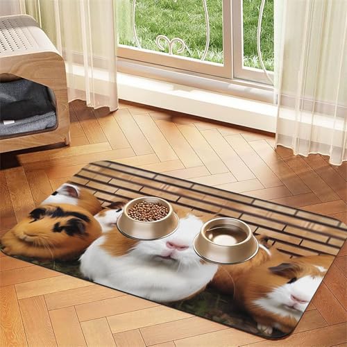 Meerschweinchen-Hundefuttermatten für Böden, rutschfest, super saugfähig, für Futter und Wasser, niedlich, Gummi, schnell trocknend, 40,6 x 61 cm, für Hunde, Welpen, Katzen Meerschweinchen-Hundefuttermatten für Böden, rutschfest, super saugfähig, für Futter und Wasser, niedlich, Gummi, schnell trocknend, 40,6 x 61 cm, für Hunde, Welpen, Katzen von STVYUKL