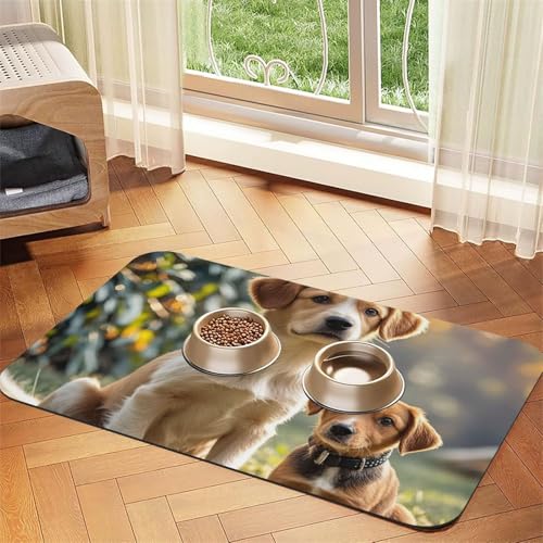 Niedliche Hundefuttermatten für Böden, rutschfest, super saugfähig, für Futter und Wasser, niedlich, Gummi, schnell trocknend, 40,6 x 61 cm, für Hunde, Welpen, Katzen Niedliche Hundefuttermatten für Böden, rutschfest, super saugfähig, für Futter und Wasser, niedlich, Gummi, schnell trocknend, 40,6 x 61 cm, für Hunde, Welpen, Katzen von STVYUKL