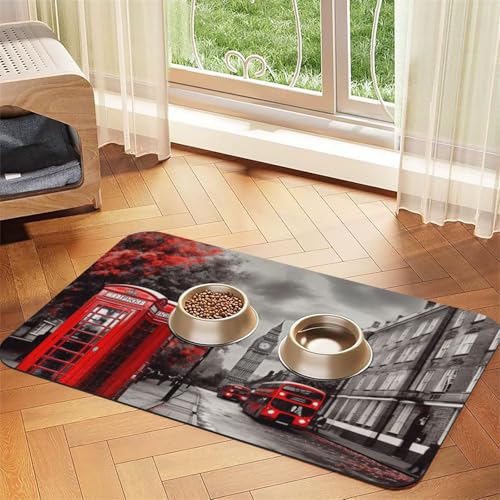 Red London Street Hundefuttermatten für Böden, rutschfest, super saugfähig, für Futter und Wasser, niedlich, Gummi, schnell trocknend, für Hunde, Welpen, Katzen, 30,5 x 45,7 cm Red London Street Hundefuttermatten für Böden, rutschfest, super saugfähig, für Futter und Wasser, niedlich, Gummi, schnell trocknend, für Hunde, Welpen, Katzen, 30,5 x 45,7 cm von STVYUKL