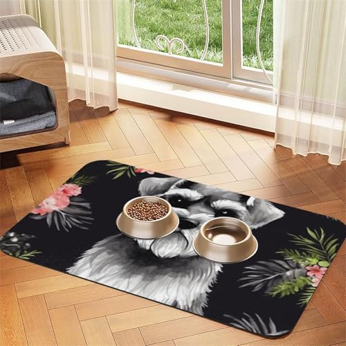 Schnauzer Hundefuttermatten für Böden, 30,5 x 45,7 cm, rutschfeste, super saugfähige Haustierfuttermatte, Geschirrspüler-Hundematte für Futter und Wasser, niedliche, schnell trocknende von STVYUKL