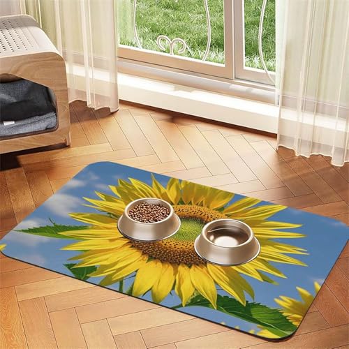 Schöne Sonnenblumen-Hundefuttermatten für Böden, rutschfest, super saugfähig, für Futter und Wasser, niedlich, Gummi, schnell trocknend, 40,6 x 61 cm, für Hunde, Welpen, Katzen Schöne Sonnenblumen-Hundefuttermatten für Böden, rutschfest, super saugfähig, für Futter und Wasser, niedlich, Gummi, schnell trocknend, 40,6 x 61 cm, für Hunde, Welpen, Katzen von STVYUKL