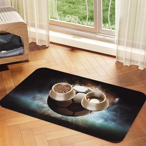 Sport-Fußball-Hundefuttermatten für Böden, rutschfest, super saugfähig, für Futter und Wasser, niedlich, Gummi, schnell trocknend, für Hunde, Welpen, Katzen, 40,6 x 61 cm von STVYUKL