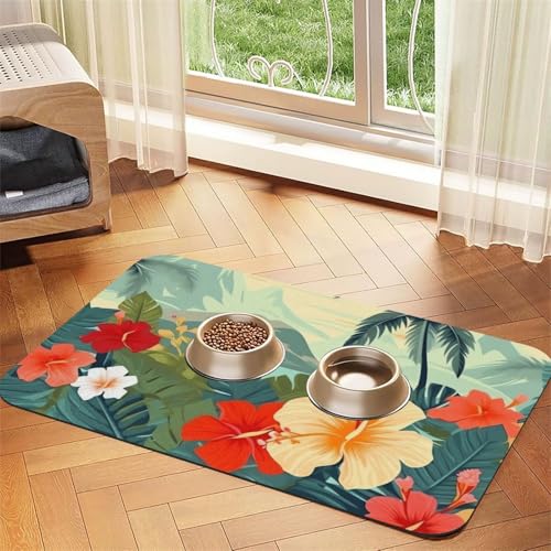 Summer Hawaiian Dog Food Mats for Floors, 16x24 Inch Non-Slip Super Absorbent Pet Food Mat, Dishwasher Dog Mat for Food and Water, Cute Rubber Quick Dry Pet Feeding Mat for Dogs Puppy Cats Summer Hawaiian Dog Food Mats for Floors, 16x24 Inch Non-Slip Super Absorbent Pet Food Mat, Dishwasher Dog Mat for Food and Water, Cute Rubber Quick Dry Pet Feeding Mat for Dogs Puppy Cats von STVYUKL