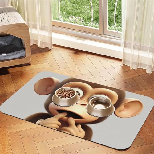 The Silent Monkey Hundefuttermatten für Böden, rutschfeste, super saugfähige Haustierfuttermatte, Geschirrspüler-Hundematte für Futter und Wasser, niedliche, schnell trocknende Gummi-Futtermatte für von STVYUKL