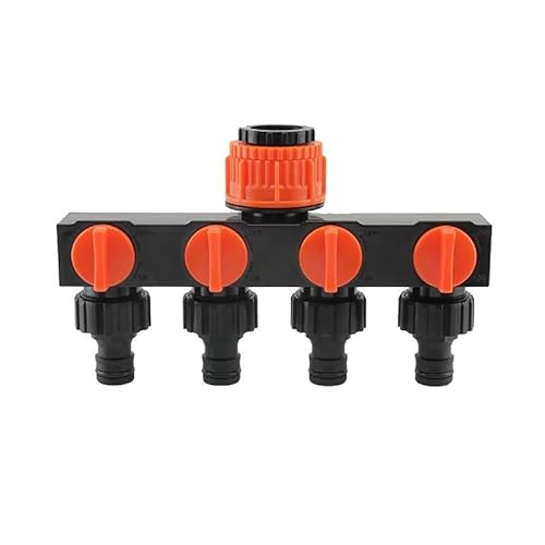 STYLIZER 4 Wege Verteiler Wasser 1 Zoll und 3/4 Zoll - Adapter Wasserhahn Gartenschlauch - Wasserverteiler Garten mit Individuellen EIN-/Aus-Ventilen - Wetterfest Vierfach Wasserschlauch Anschluss von STYLIZER