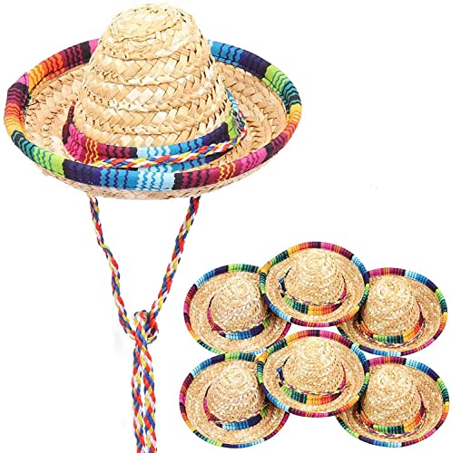 10 Stück Mini-Mexikanischer Hut Sombrero Partyhüte, 15 cm, Fiesta-Dekoration, Zylinder für Hunde, Katzen, Partyzubehör, Braun von STmea