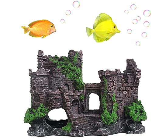 STmea Castle Aquarium-Dekoration, Kunstharz, mythische Magische Schlösser, Aquarium-Dekoration für Betta, Fische, Schwimmversteck von STmea