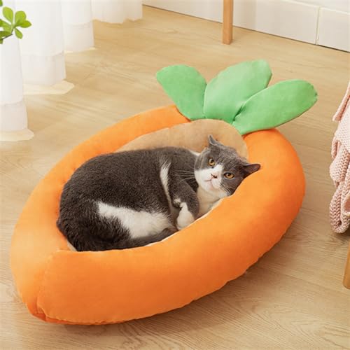 Karottenförmiges Katzennest, Haustierbett, Wärmendes Katzenbett For Den Innenbereich, Kleine Hunde, Katzenbetthöhle For Den Innenbereich, Weiches Katzenbett, Tierhöhle ( Color : Orange , Size : 74*46* von SUABON