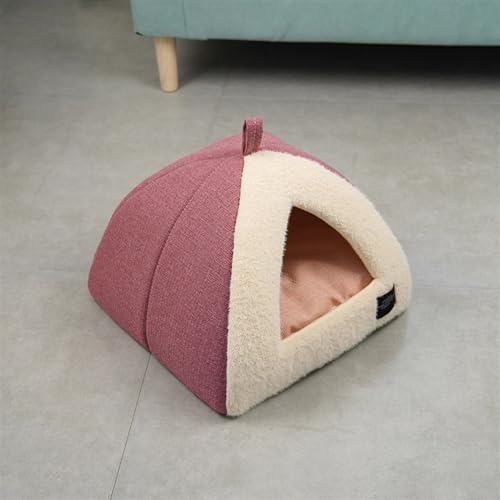 Weiches Bett for Hunde Und Katzen, Haustierzelt, Katzenbett, Höhle for Katzen Und Kleine Hunde, Waschbar, Kleines Katzenhaus, Abgedecktes Katzenbett (Color : A1, Size : 36 * 36 * 32CM) von SUABON