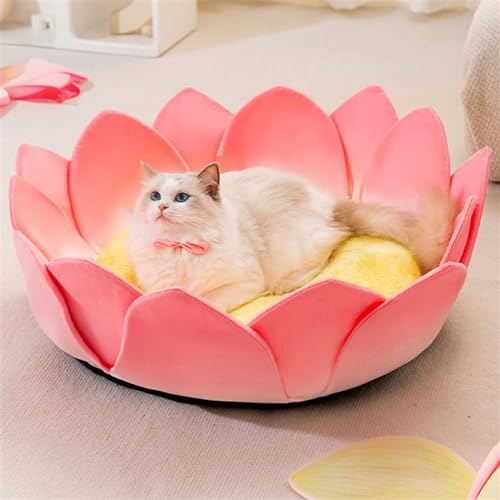 Weiches Katzenbett, Hundebetten, Katzenhunde-Nest, Anti-Angst-Plüsch-Hundebett, Waschbares Haustierbett Mit Rutschfester Unterseite, Katzenhaus, Tierhöhle (Color : Pink, Size : 40cm) von SUABON