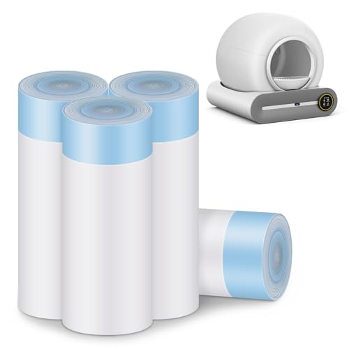80 Count Waste Bags für selbstreinigende Katzentoilette, Ersatz extra große Katzentoilette Liner, 4 Rollen Drawstring Müllbeutel für Roboter, 20 x 18 Inches（4 Packs/80 Counts） von SUANPOT