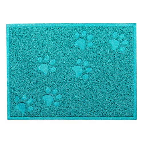 SUAVER Katzenstreu Kasten Matte, Wasserdicht PVC Katzenstreu Futtermatten Nahrungsmittelschüssel Matten,30 x 40 cm (Blau) von SUAVER