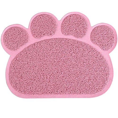 Pet Katzenstreu Matte,SUAVER PVC Rutschfest Paw Shaped Katzenklo Mat pet food wassernapf placemat matte haustier füttern Matten,30 x 40 cm (Lotus Pink) von SUAVER
