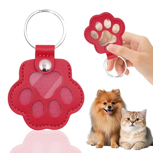 Schlüsselanhänger für Tierhaare, Leder Katze Pfote Keychain, Hundehaar Sammler Schlüsselanhänger, Schlüsselanhänger zum Sammeln von Katzen & Hundehaaren, Gedenkgeschenk für Hunde Katzen (Rot) Schlüsselanhänger für Tierhaare, Leder Katze Pfote Keychain, Hundehaar Sammler Schlüsselanhänger, Schlüsselanhänger zum Sammeln von Katzen & Hundehaaren, Gedenkgeschenk für Hunde Katzen (Rot) von SUBRINGE