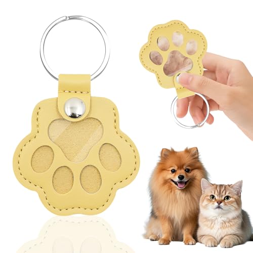 Schlüsselanhänger für Tierhaare, Leder Katze Pfote Keychain, Hundehaar Sammler Schlüsselanhänger, Schlüsselanhänger zum Sammeln von Katzen & Hundehaaren, Gedenkgeschenk für Hunde Katzen (Gelb) Schlüsselanhänger für Tierhaare, Leder Katze Pfote Keychain, Hundehaar Sammler Schlüsselanhänger, Schlüsselanhänger zum Sammeln von Katzen & Hundehaaren, Gedenkgeschenk für Hunde Katzen (Gelb) von SUBRINGE
