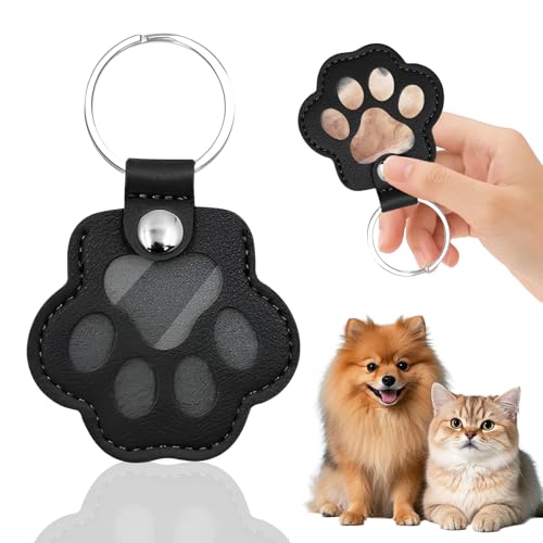 Schlüsselanhänger für Tierhaare, Leder Katze Pfote Keychain, Hundehaar Sammler Schlüsselanhänger, Schlüsselanhänger zum Sammeln von Katzen & Hundehaaren, Gedenkgeschenk für Hunde Katzen (Schwarz) Schlüsselanhänger für Tierhaare, Leder Katze Pfote Keychain, Hundehaar Sammler Schlüsselanhänger, Schlüsselanhänger zum Sammeln von Katzen & Hundehaaren, Gedenkgeschenk für Hunde Katzen (Schwarz) von SUBRINGE