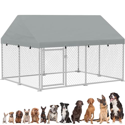SUBTLETY 165cm Hoch Rechteck Welpenlaufstall Metall Hundelaufställe mit Tür 5㎡ Hundegitter Wetterfeste Hundezaun mit Wasserdicht & UV-Schutz Oxford-Tuch Dach Outdoor Hunde Spielgehege für Haustiere von SUBTLETY