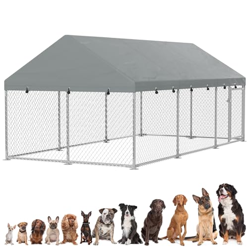 SUBTLETY 165cm Hoch Rechteck Welpenlaufstall Metall Hundelaufställe mit Tür 8㎡ Hundegitter Wetterfeste Hundezaun mit Wasserdicht & UV-Schutz Oxford-Tuch Dach Outdoor Hunde Spielgehege für Haustiere von SUBTLETY