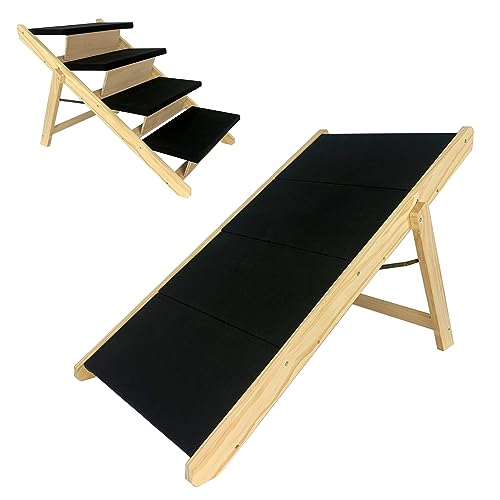 SUBTLETY 2-in-1 Hundetreppe Klappbare Hunderampe Haustiertreppe aus Holz & Filz Katzentreppe Haustier Rampe Treppen für Hunde Katze Tiertreppe für Bett Couch Auto Belastbarkeit bis zu 80kg (Typ B) SUBTLETY 2-in-1 Hundetreppe Klappbare Hunderampe Haustiertreppe aus Holz & Filz Katzentreppe Haustier Rampe Treppen für Hunde Katze Tiertreppe für Bett Couch Auto Belastbarkeit bis zu 80kg (Typ B) von SUBTLETY