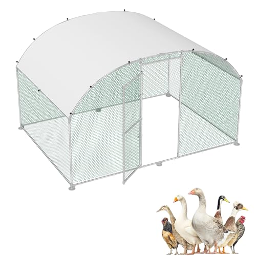 SUBTLETY 3x2x2m Metall Hühnerstall Gewölbedecke Hühnerkäfig mit 6m² Lauffläche & Tür & Riegel & PE Dach Freilaufgehege Geflügelställe Außengehege Freigehege Hühnerhaus für Kleintiere & Pflanzen von SUBTLETY
