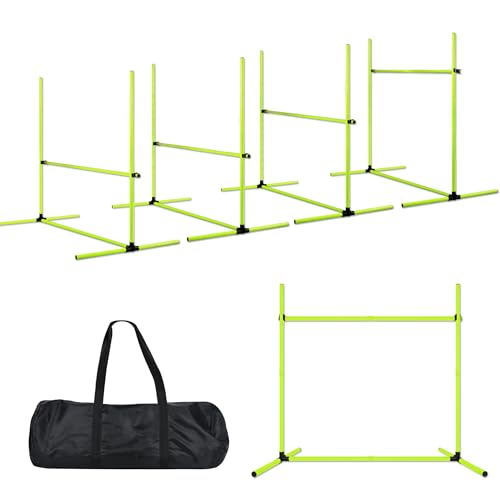 SUBTLETY 4 Stück Hürdenset Einstellbar Slalomstangen mit Tragtasche, Kunststoff Agility Ausrüstung für Hunde Hindernisse Trainingsstangen Set für Koordinations- & Geschwindigkeitstraining (Weiß) SUBTLETY 4 Stück Hürdenset Einstellbar Slalomstangen mit Tragtasche, Kunststoff Agility Ausrüstung für Hunde Hindernisse Trainingsstangen Set für Koordinations- & Geschwindigkeitstraining (Weiß) von SUBTLETY