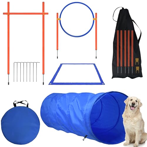 SUBTLETY Agility Ausrüstung für Hunde Groß Klein Hundetraining Spiele Agility Set mit Hundetunnel, Hürden, Slalomstangen, Springring, Pausenfeld und Tragetasche Hundeparcour Zubehör SUBTLETY Agility Ausrüstung für Hunde Groß Klein Hundetraining Spiele Agility Set mit Hundetunnel, Hürden, Slalomstangen, Springring, Pausenfeld und Tragetasche Hundeparcour Zubehör von SUBTLETY