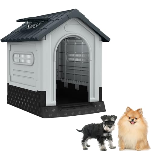 SUBTLETY Hundehütten 56.5x65x67cm PP Kunststoff Tierhäuser Bausatz mit wasserdichte Dach & Belüftungsöffnung Fenster & Erhöhtem Fußboden Haustierhütte für Draußen & Innen SUBTLETY Hundehütten 56.5x65x67cm PP Kunststoff Tierhäuser Bausatz mit wasserdichte Dach & Belüftungsöffnung Fenster & Erhöhtem Fußboden Haustierhütte für Draußen & Innen von SUBTLETY