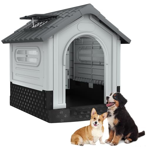 SUBTLETY Hundehütten 70.5x79.5x78cm PP Kunststoff Tierhäuser Bausatz mit wasserdichte Dach & Belüftungsöffnung Fenster & Erhöhtem Fußboden Haustierhütte für Draußen & Innen SUBTLETY Hundehütten 70.5x79.5x78cm PP Kunststoff Tierhäuser Bausatz mit wasserdichte Dach & Belüftungsöffnung Fenster & Erhöhtem Fußboden Haustierhütte für Draußen & Innen von SUBTLETY