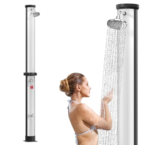 SUBTLETY Solardusche 40 Liter PVC Kunststoff Solar Gartendusche mit Drehbare Verchromt Regenduschkopf & Wasserhahn Camping Duschsäule Warm Wasser bis 60℃ Pooldusche für Garten Strand Patio (Silber) SUBTLETY Solardusche 40 Liter PVC Kunststoff Solar Gartendusche mit Drehbare Verchromt Regenduschkopf & Wasserhahn Camping Duschsäule Warm Wasser bis 60℃ Pooldusche für Garten Strand Patio (Silber) von SUBTLETY