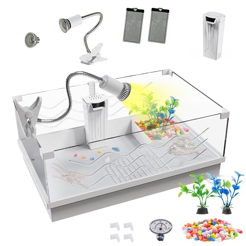 SUCCHOO Schildkröten-Tank-Starter-Set (Licht + Filter), Reptilien-Tank, Acryl-Schildkröten-Aquarium mit Sonnenplattform, abnehmbarer Multifunktionsbereich, Schildkrötengehege für Schildkröten, 50,8 x von SUCCHOO
