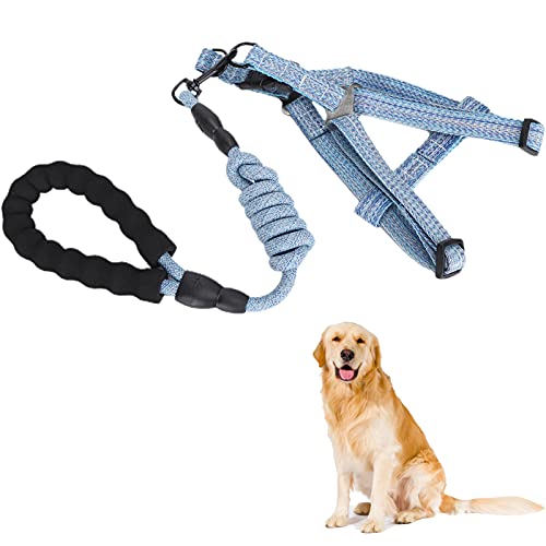SUCIE Hundegeschirr, Anti-Verloren-Hundegeschirr mit Leine Blau ausbruchsicher verstellbar für Haustiere(L (Suitable for 15-45 kg)) von SUCIE