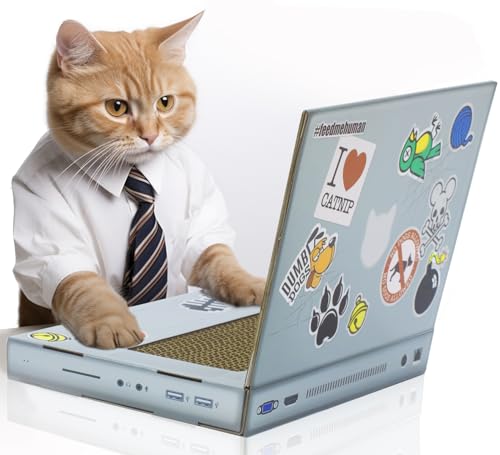 SUCK UK Kratz-Laptop aus Pappe für Katzen | Katzenspielzeug | Laptop | Computer | Kratzbaum | Kratzbrett | Katzenminze | Kratzmöbel | Kratzmatte | Kratzspielzeug | Katze | Katzen | Kratzpappe von SUCK UK