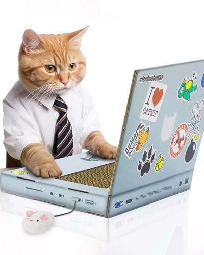 SUCK UK Kratz-Laptop aus Pappe für Katzen | Katzenspielzeug | Laptop | Computer | Kratzbaum | Kratzbrett | Katzenminze | Kratzmöbel | Kratzmatte | Kratzspielzeug | Katze | Katzen | Kratzpappe von SUCK UK