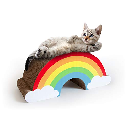 SUCK UK Katzenkratzer, Regenbogen-Katzenkratzer für Wohnungs-Katzen, Kratzbaum & Kratzbrett für Katzen & Kätzchen, Lustige Katzengeschenke & Geschenke für Katzen, interaktives Katzenspielzeug & von SUCK UK