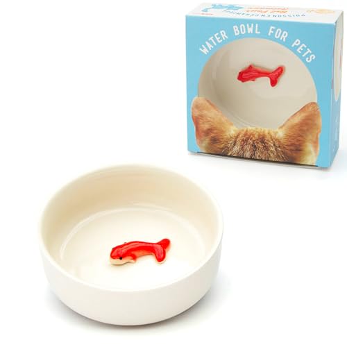 SUCK UK Sk Bowlfish1 Witzige Goldfisch Hunde- Oder Katzenschale Für Wasser Oder Futter |Katzenfutter & Hundefutter Schale| Keramikschale | Katzenzubehör, Weiß von SUCK UK