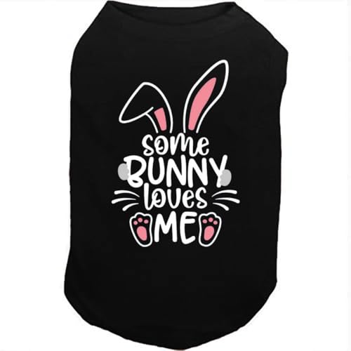 SUEOSU Happy Easter Shirts für Hunde, lustiger Aufdruck, Weste für kleine, mittelgroße und große Hunde, Tanktop, leichtes Haustier-T-Shirt, Kostüme für Ostern (XXL, ea black02) von SUEOSU