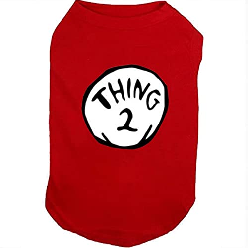 SUEOSU Hunde-Shirts für Haustierkleidung, weich, atmungsaktiv, Popkultur, Thing 1 to Thing 9, bedrucktes Haustier-T-Shirt (Größe L, Rot 2) von SUEOSU