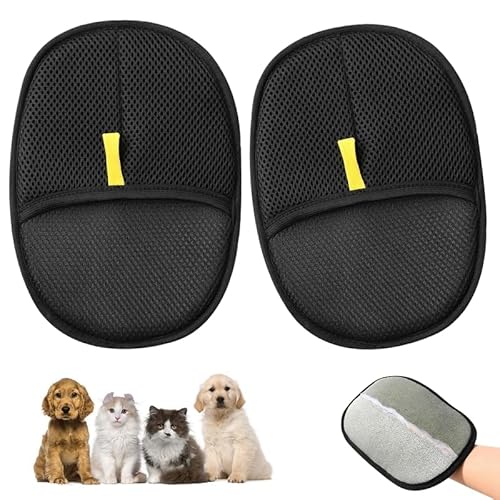 Tierhaarentfernungshandschuh,2 Stück Doppelseitige Fellpflegehandschuh,Hair Remover Katzenhandschuh,für Haustier Waschen Enthaaren,Reinigung von Teppichen Sofas von SUFANG