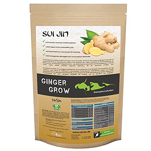 Koifutter Ginger Grow Ingwer Kartoffel Spirulina + Immun für Koi Fisch Futter (Ingwer - Kartoffel - Spirulina, 1kg) von SUI JIN Teichprodukte