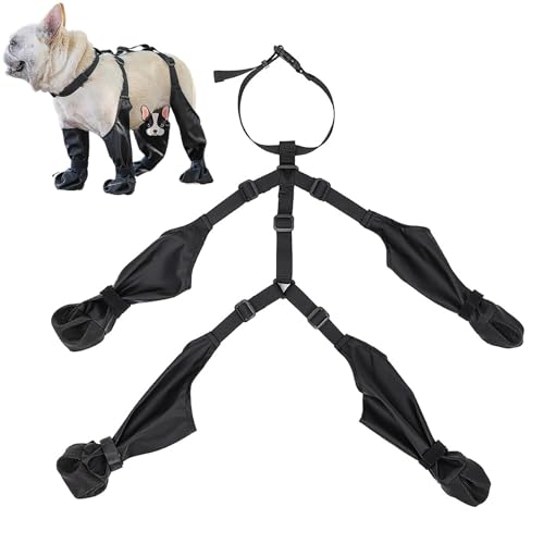 Hundestiefel-Leggings, Hundepfotenstiefel-Leggings, verstellbare schützende Allwetter-Hundehose, wasserdichte rutschfeste Hundestiefel mit verstellbaren Hosenträgern, Pfotenschutz für draußen (S mit von SUIBOZ