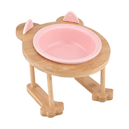 SUICRA Futternäpfe Ceramic Cat Feeder, Dog Bowl, Single and Double, Pet Feeder, Dog Feeder, Water Bowl with Stand, Feeding Plate, Feeding, Pet, Supplies (Color : Pink 1 Bowl Set) von SUICRA