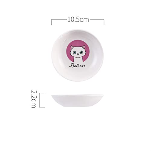SUICRA Futternäpfe Creative Cute Cat Bowl Cartoon Dish Small Saucer Shape Mini Plate Ceramics Snack Plate Chinchilla Bowl Anti Skid Pet Supplies (Color : 04) von SUICRA
