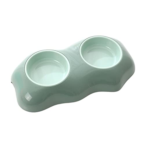 SUICRA Futternäpfe Dog Food Water Feeder Poached Egg Shape Double Pet Bowls Prevent Tipping Pet Drinking Dish Feeder Cat Puppy Feeding Supplies (Color : Green Double Bowl) von SUICRA